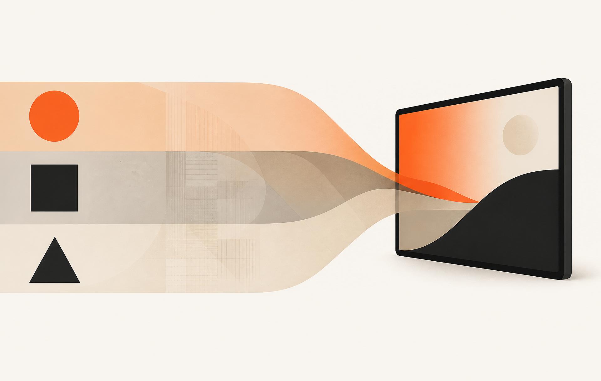 Three overlapping bands of strategy, product, and brand converging into a shipped product